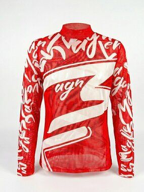 Magnlens Monogram Print Tissue Fabric Active Top Red/White (S)